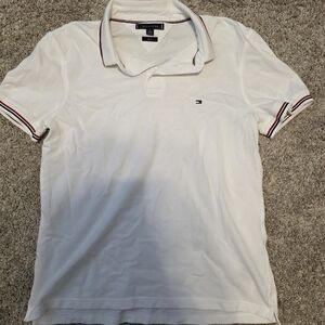 Tommy Hilfiger White Polo with Red and Blue Accents